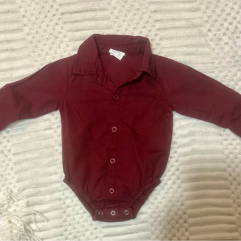 Burgundy Button Down Kids Shirt
